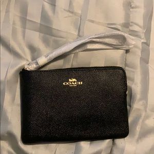 COACH Leather Corner Zip Wristlet